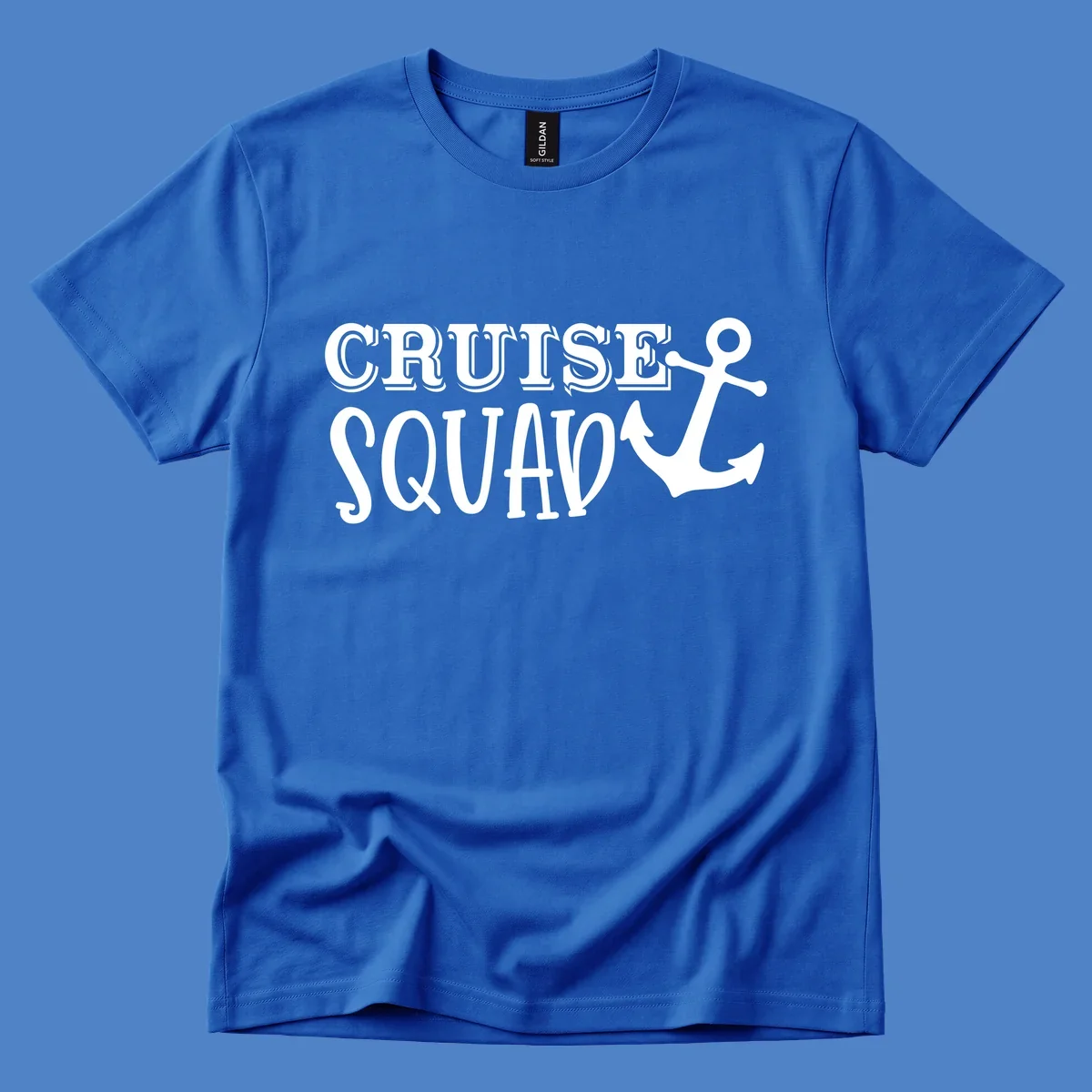 White outlined text reading 'CRUISE SQUAD' with a large anchor symbol on gray background