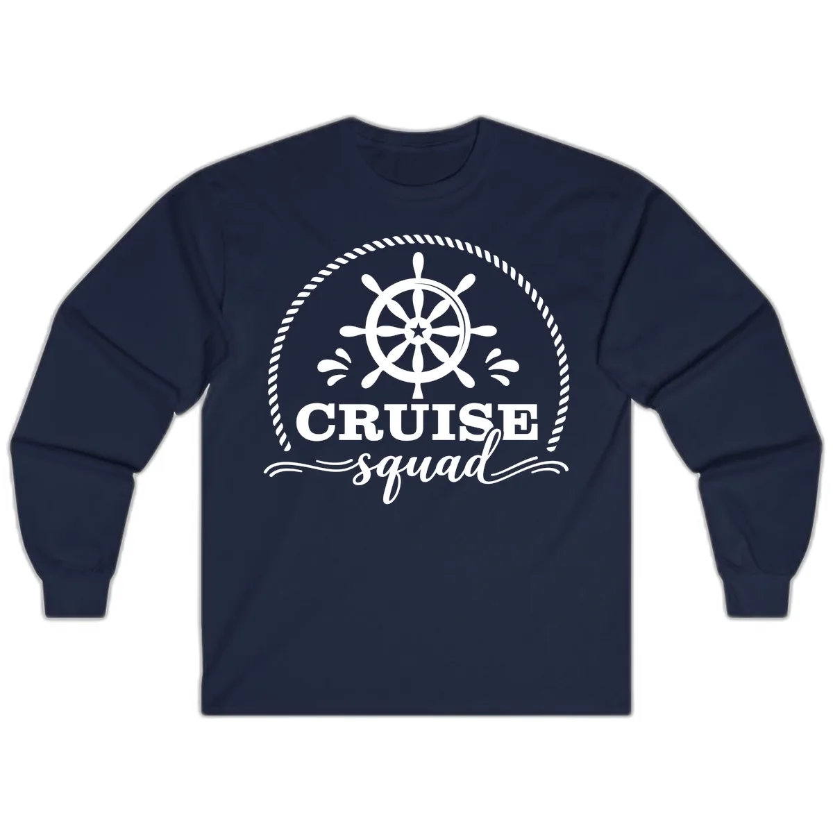 Cruise Squad Nautical Wheel Long Sleeve in Navy