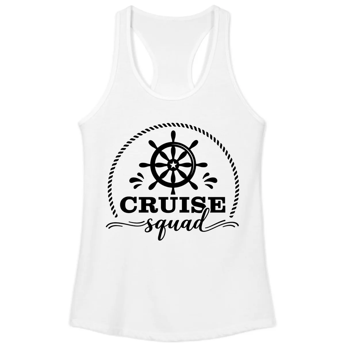 Cruise Squad Nautical Wheel Ladies Tank in White