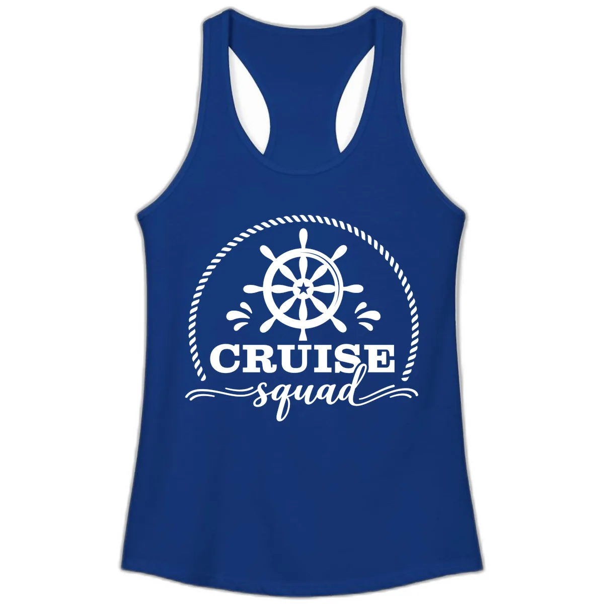Cruise Squad Nautical Wheel Ladies Tank in Solid Royal