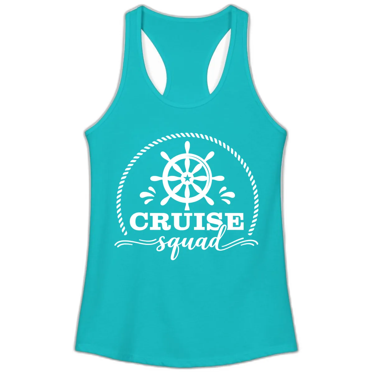Cruise Squad Nautical Wheel Ladies Tank in Tahiti Blue