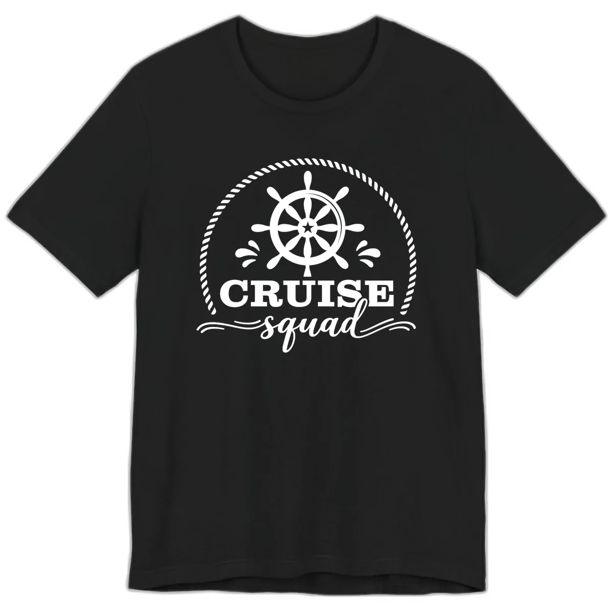 Cruise Squad Nautical Wheel Premium T-Shirt in Black