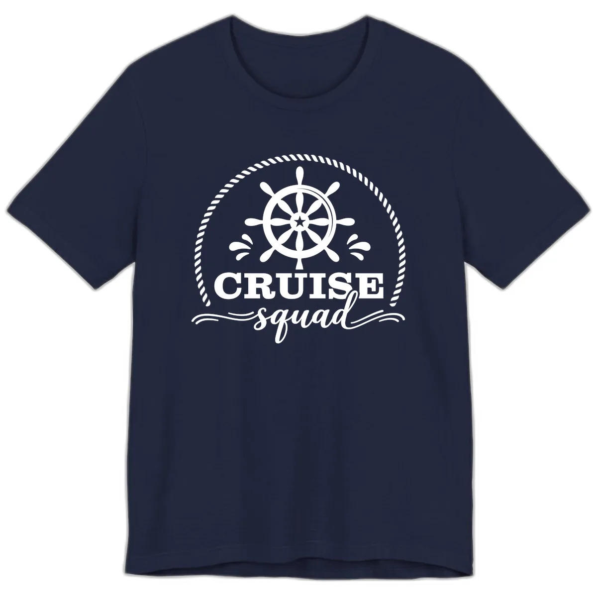 Cruise Squad Nautical Wheel Premium T-Shirt in Navy