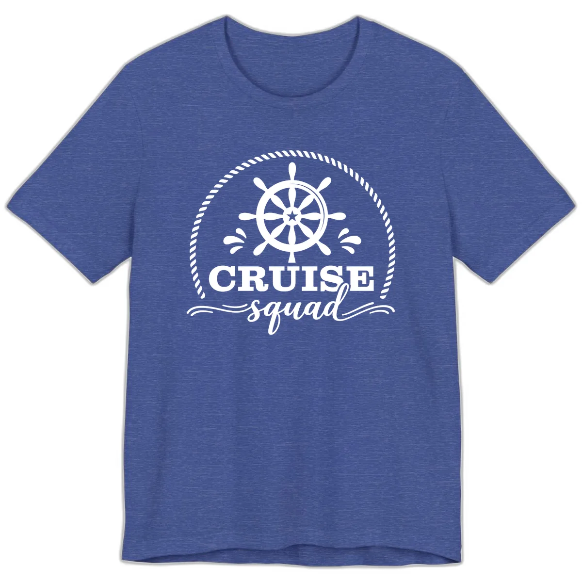 Cruise Squad Nautical Wheel Premium T-Shirt in Heather True Royal