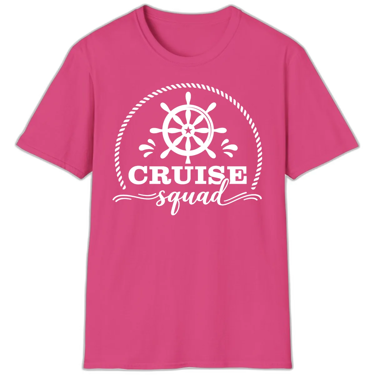 Cruise Squad Nautical Wheel T-Shirt in Heliconia