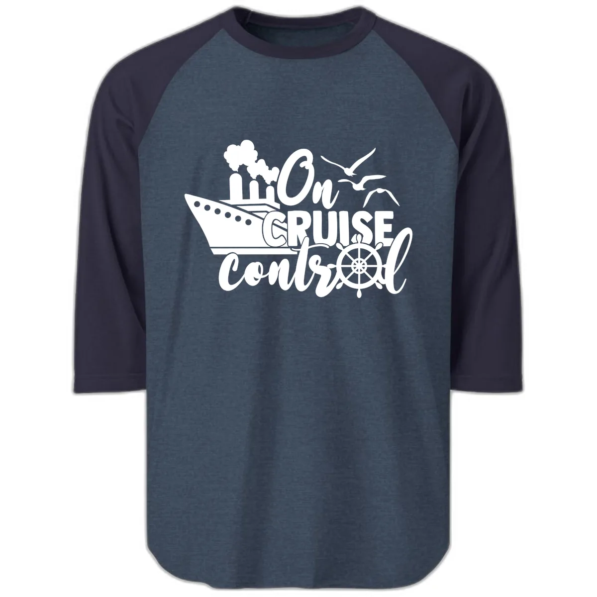 On Cruise Control Raglan 3/4 in Heather Denim Navy