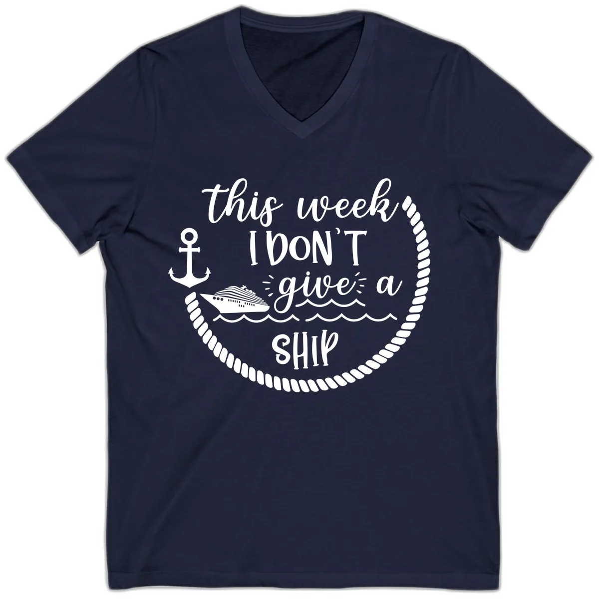 This Week I Don't Give A Ship V-Neck in Navy