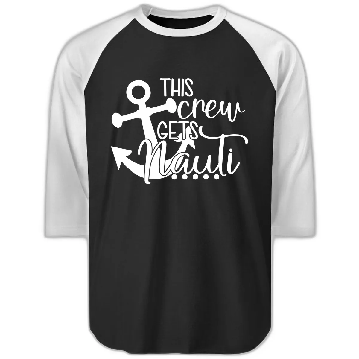 This Crew Gets Maui Raglan 3/4 in Black White