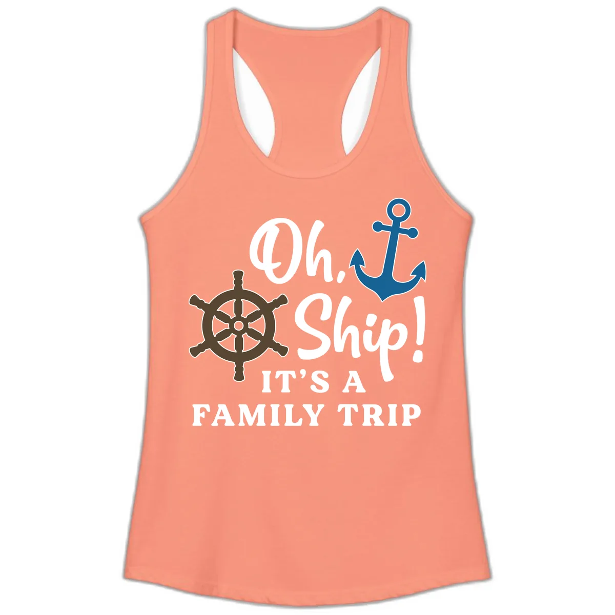 Oh Ship Family Trip Ladies Tank in Solid Light Orange