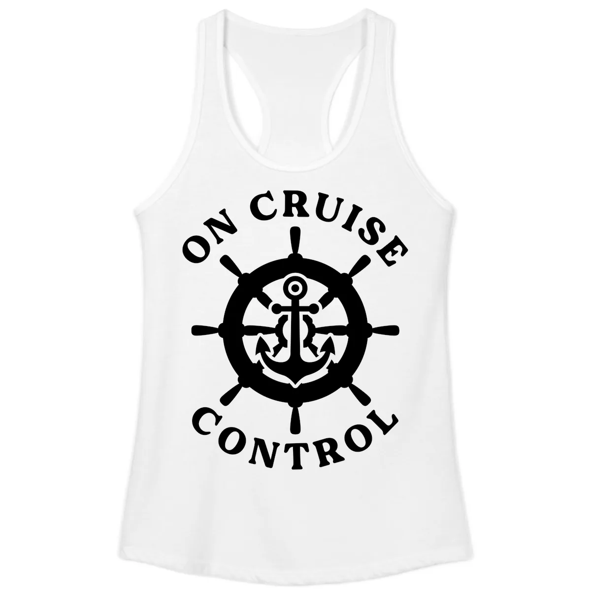 On Cruise Control Anchor Wheel Ladies Tank in White