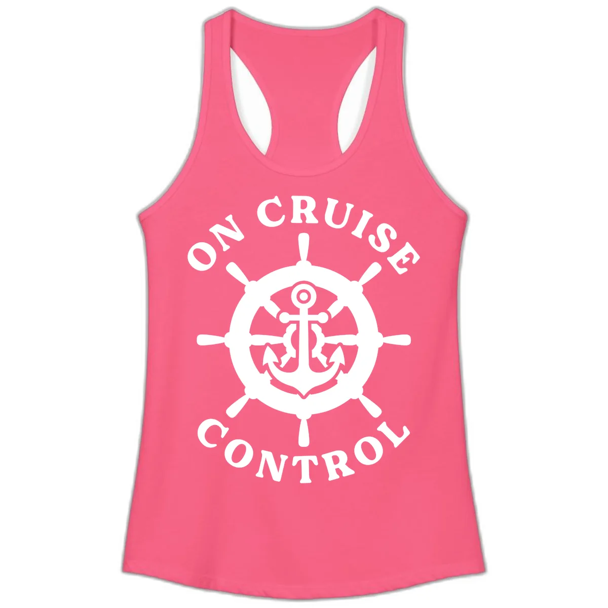 On Cruise Control Anchor Wheel Ladies Tank in Solid Hot Pink