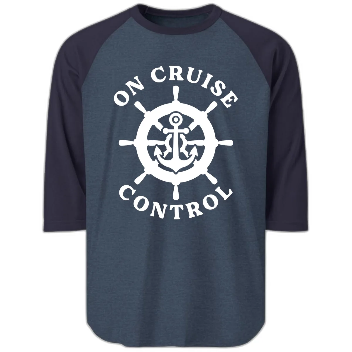 On Cruise Control Anchor Wheel Raglan 3/4 in Heather Denim Navy