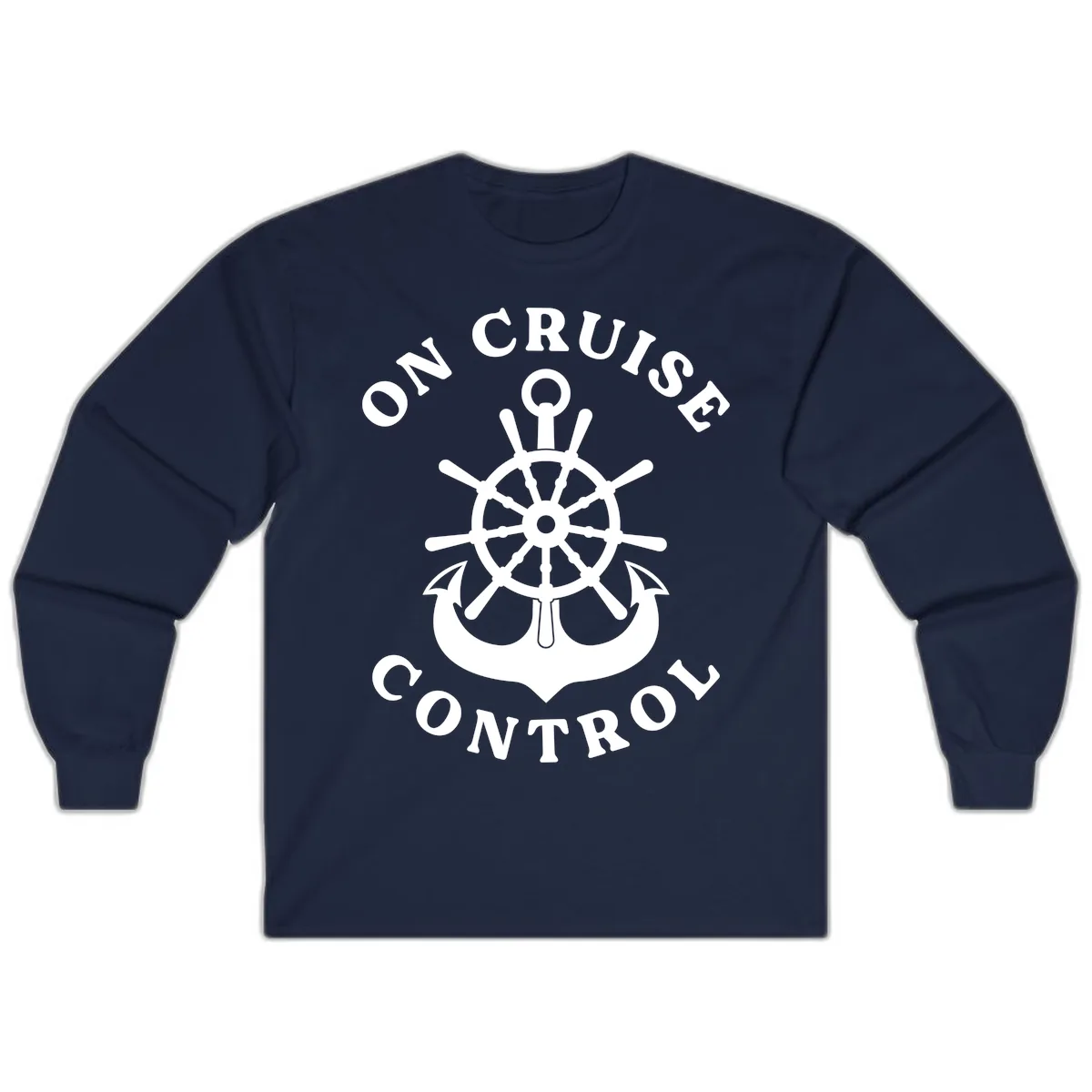 On Cruise Control Nautical Wheel Long Sleeve in Navy