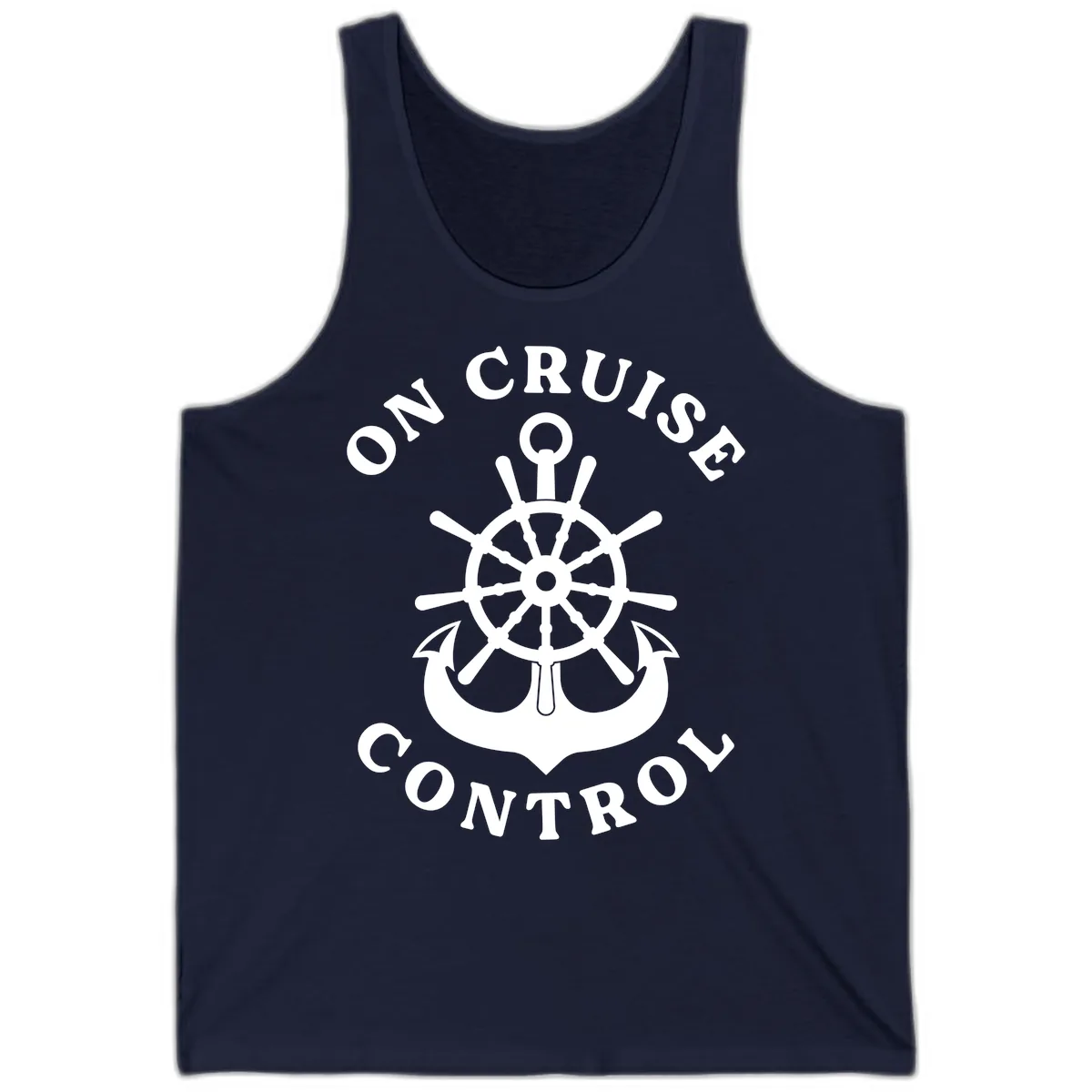 On Cruise Control Nautical Wheel Tank in Navy