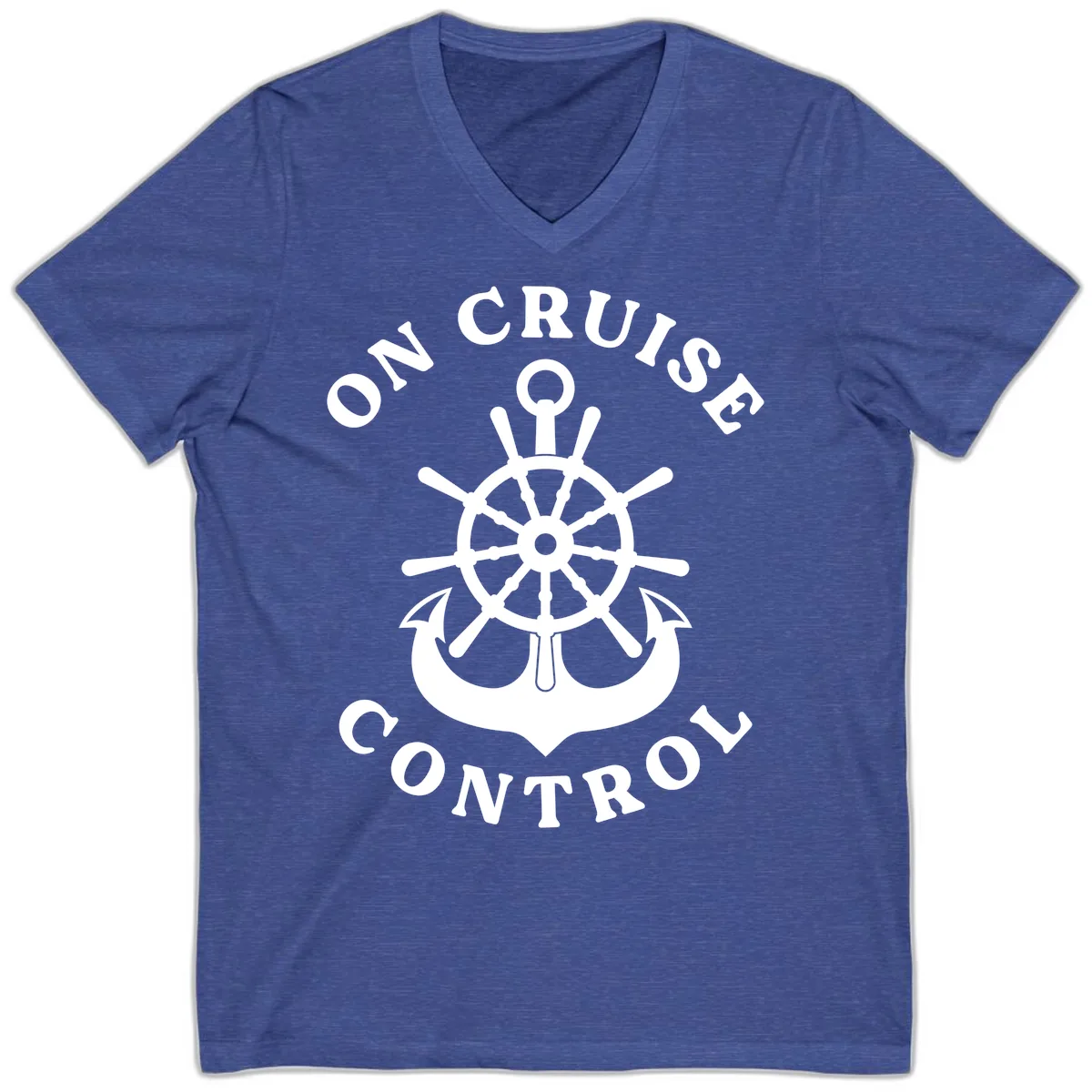 On Cruise Control Nautical Wheel V-Neck in Heather True Royal