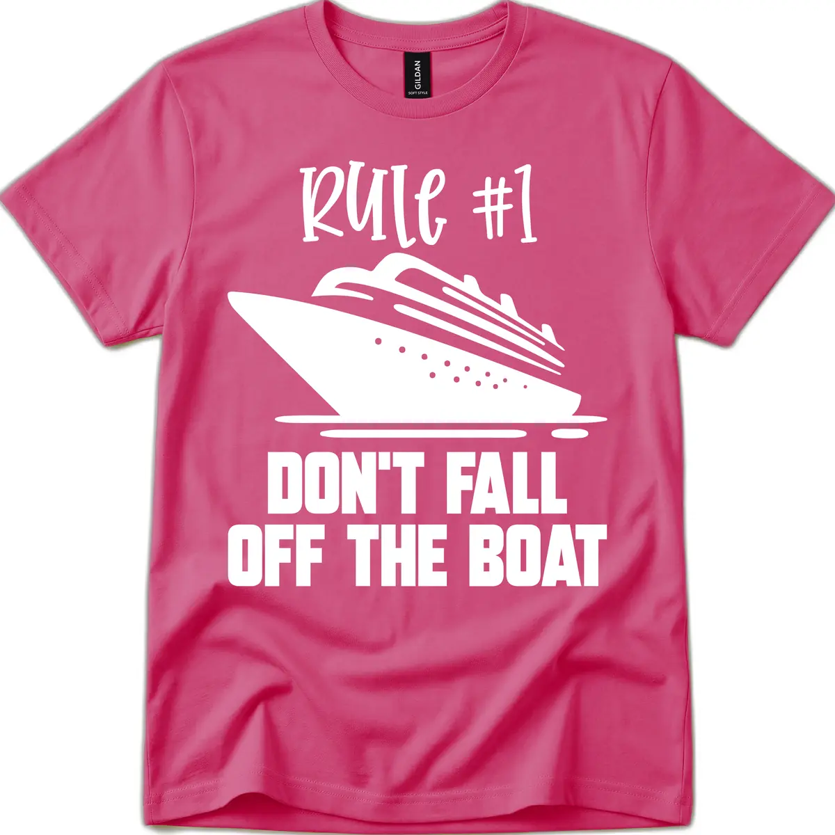 Rule #1 Don't Fall Off The Boat T-Shirt in Heliconia
