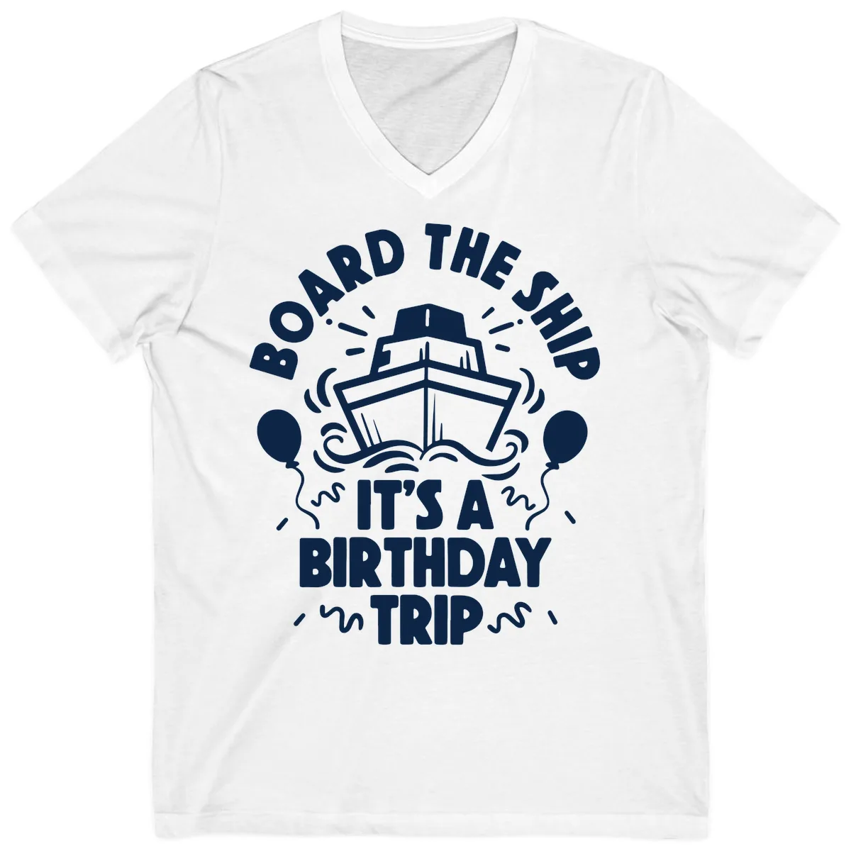 Aboard The Ship Birthday Trip V-Neck in White