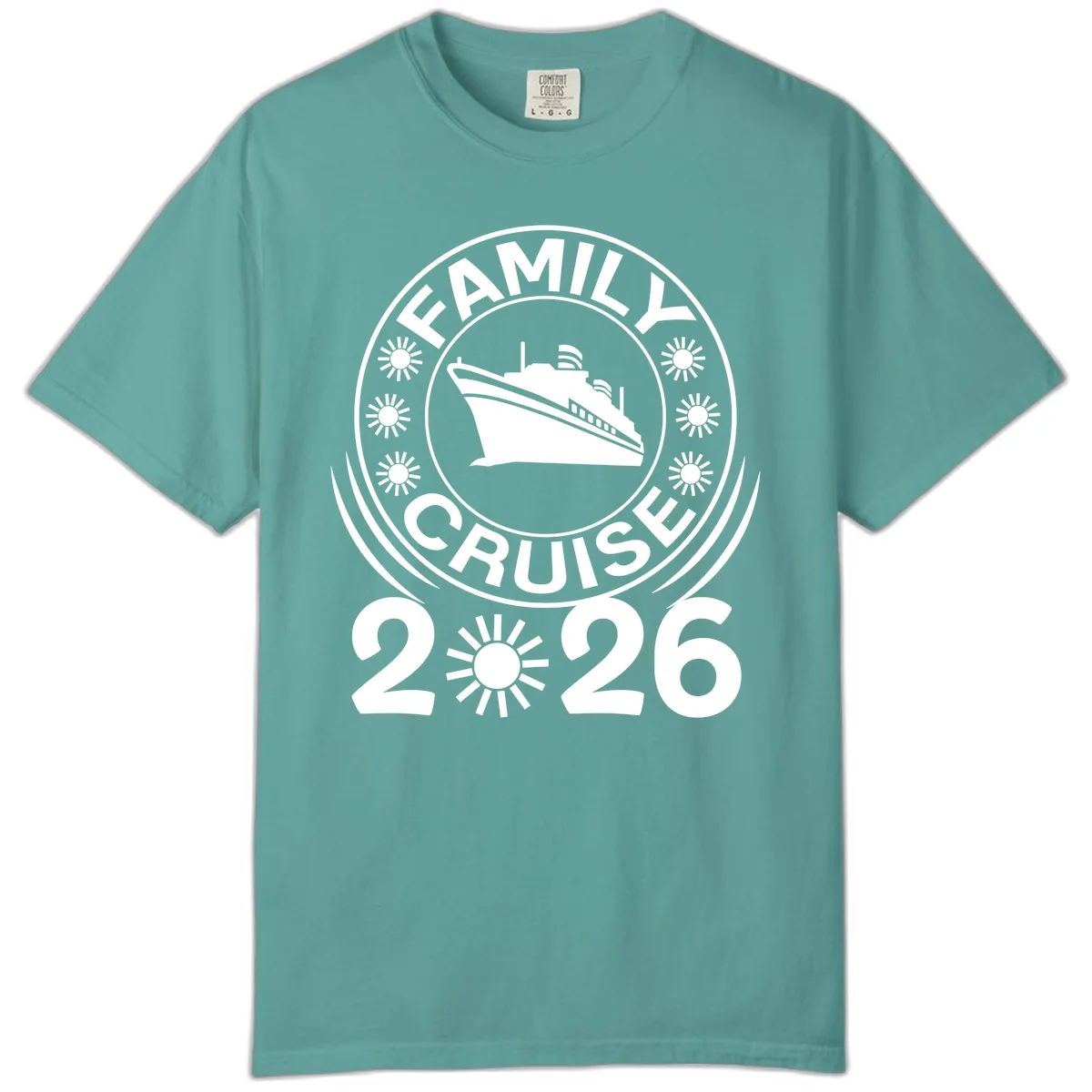 Family Cruise 2026 Badge Comfort Color in Seafoam