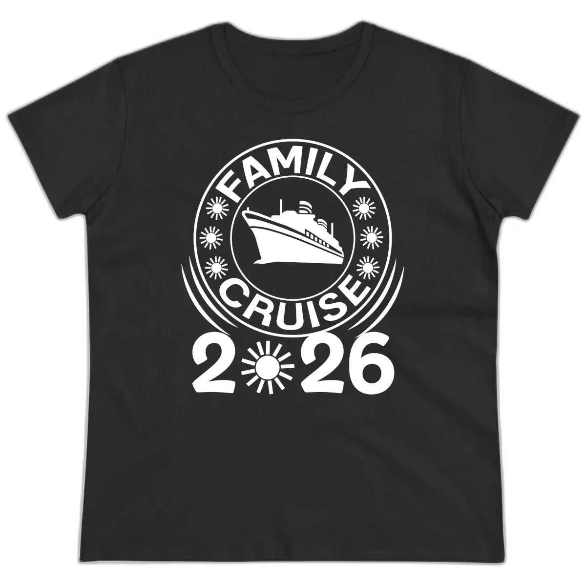 Family Cruise 2026 Badge Ladies Tee in Black