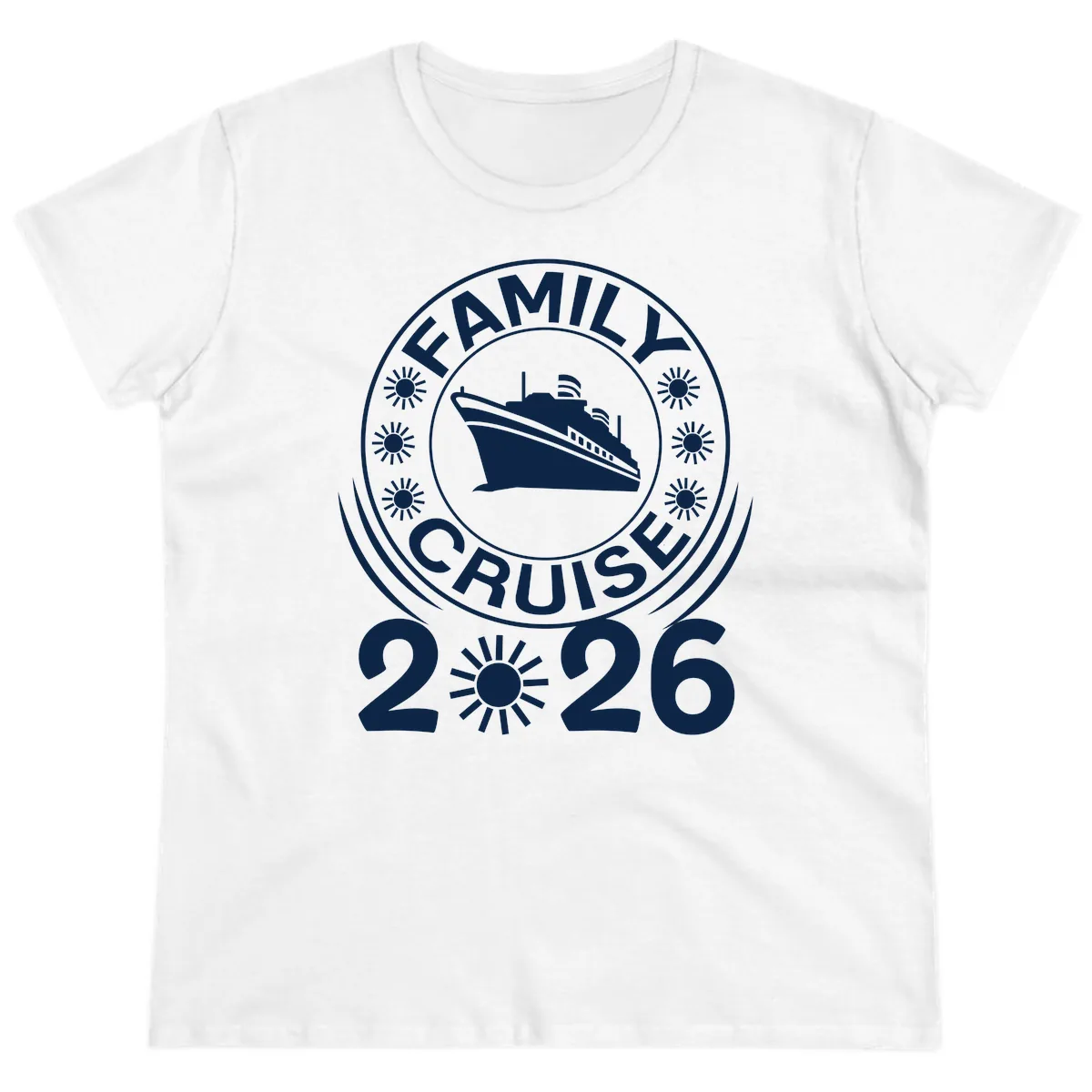 Family Cruise 2026 Badge Ladies Tee in White