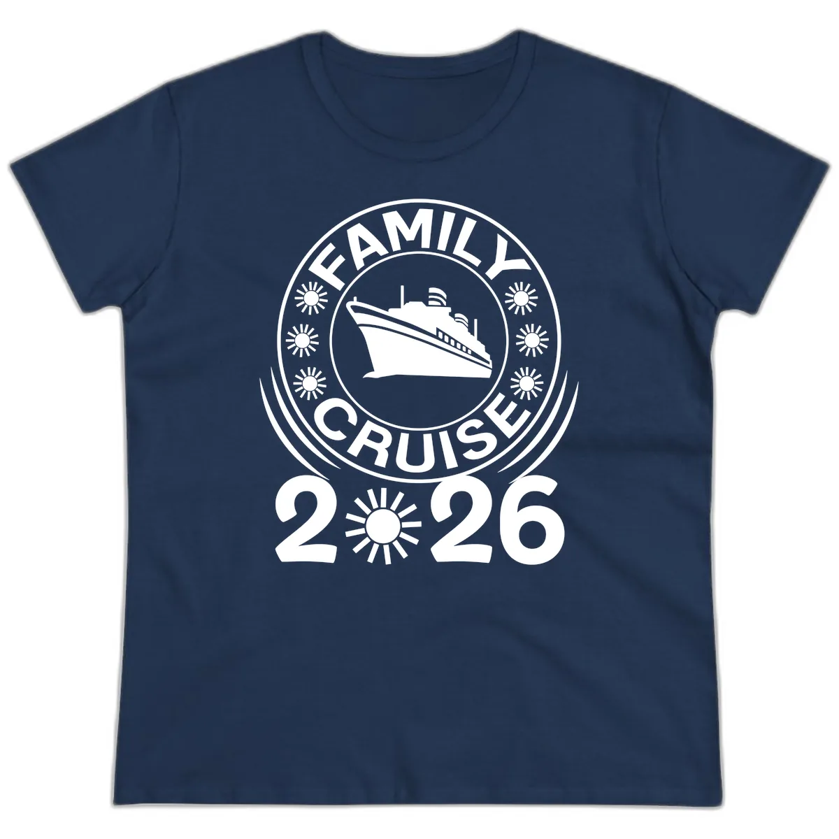 Family Cruise 2026 Badge Ladies Tee in Navy