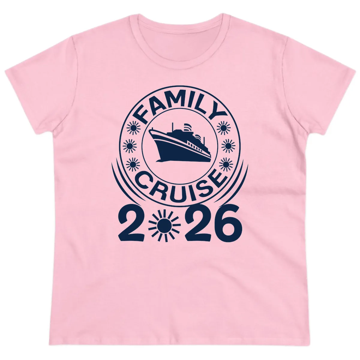 Family Cruise 2026 Badge Ladies Tee in Light Pink