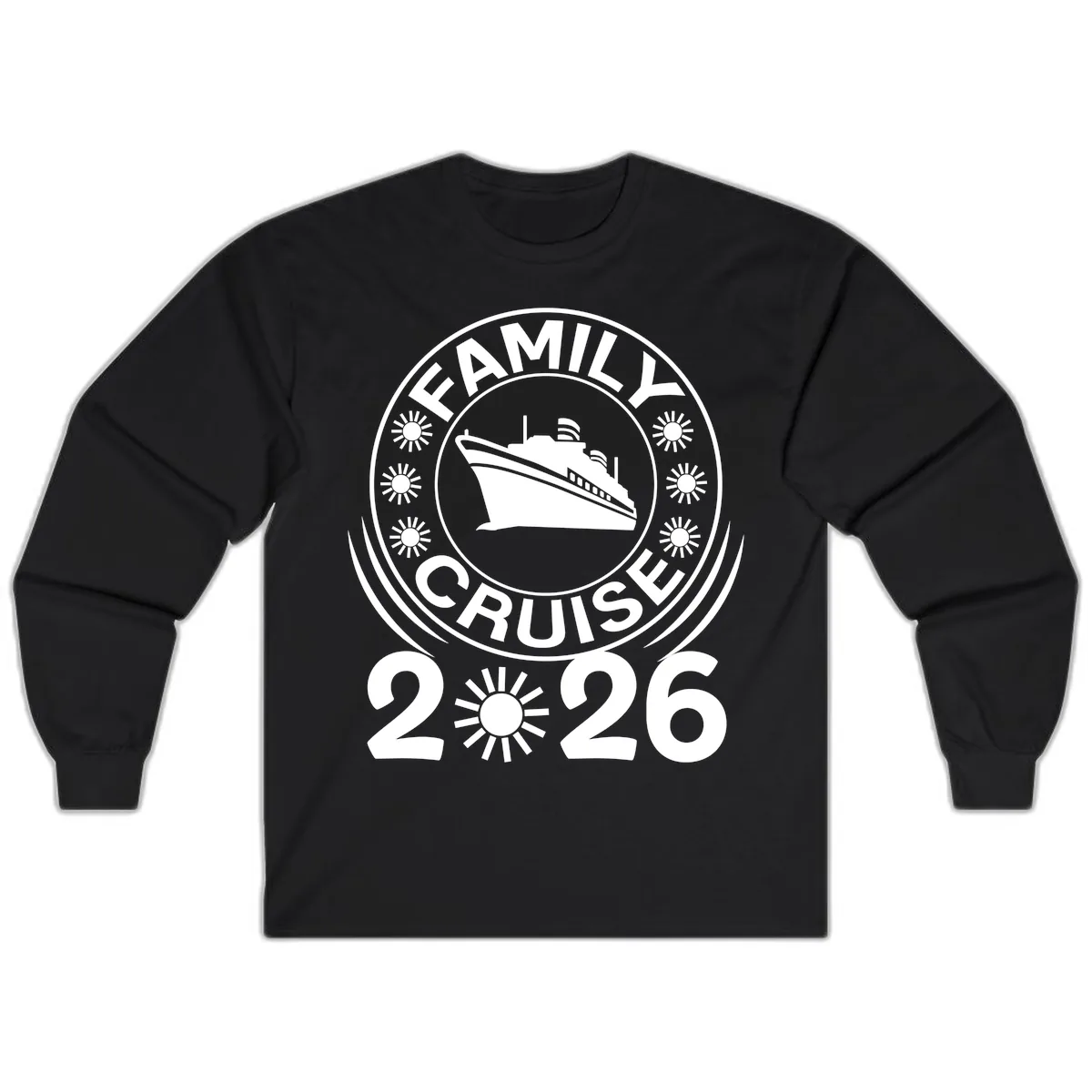 Family Cruise 2026 Badge Long Sleeve in Black