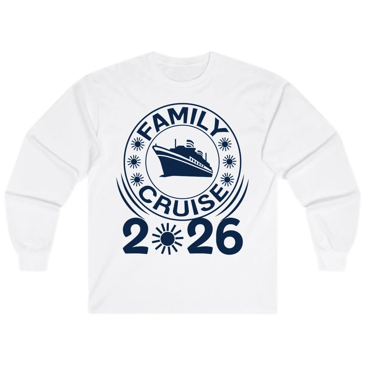 Family Cruise 2026 Badge Long Sleeve in White