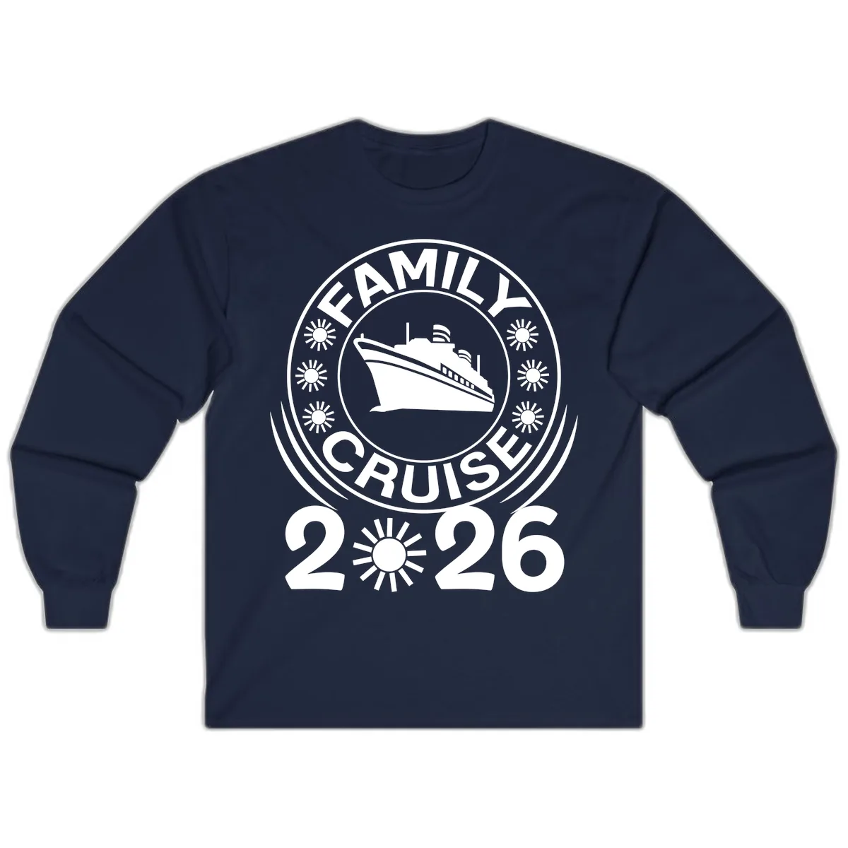 Family Cruise 2026 Badge Long Sleeve in Navy