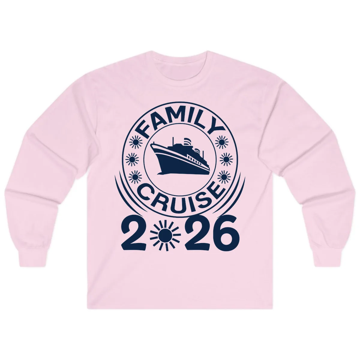 Family Cruise 2026 Badge Long Sleeve in Light Pink