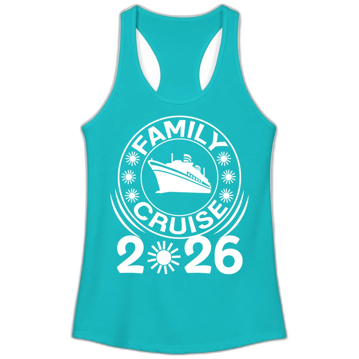 Family Cruise 2026 Badge Ladies Tank in Tahiti Blue