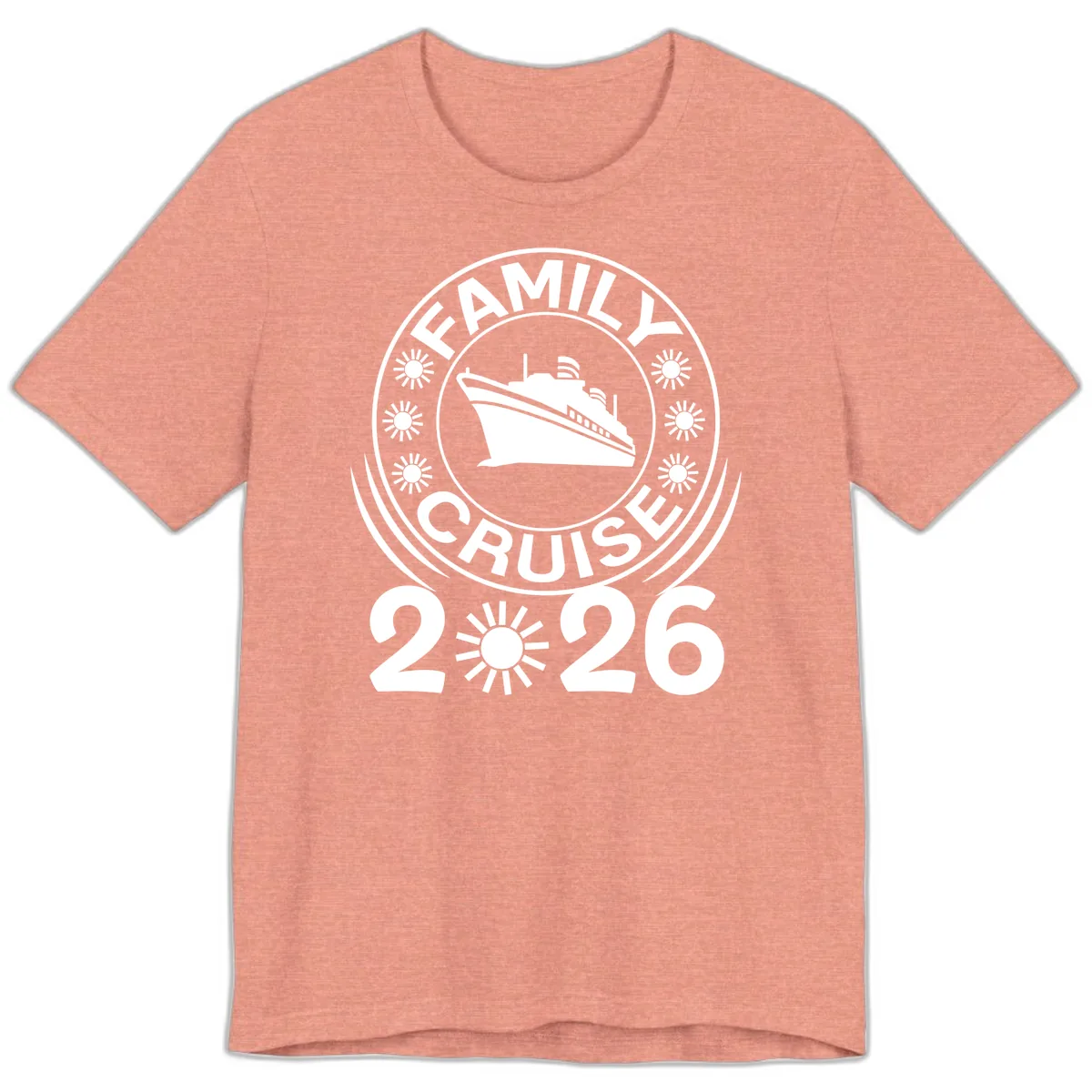 Family Cruise 2026 Badge Premium T-Shirt in Heather Sunset
