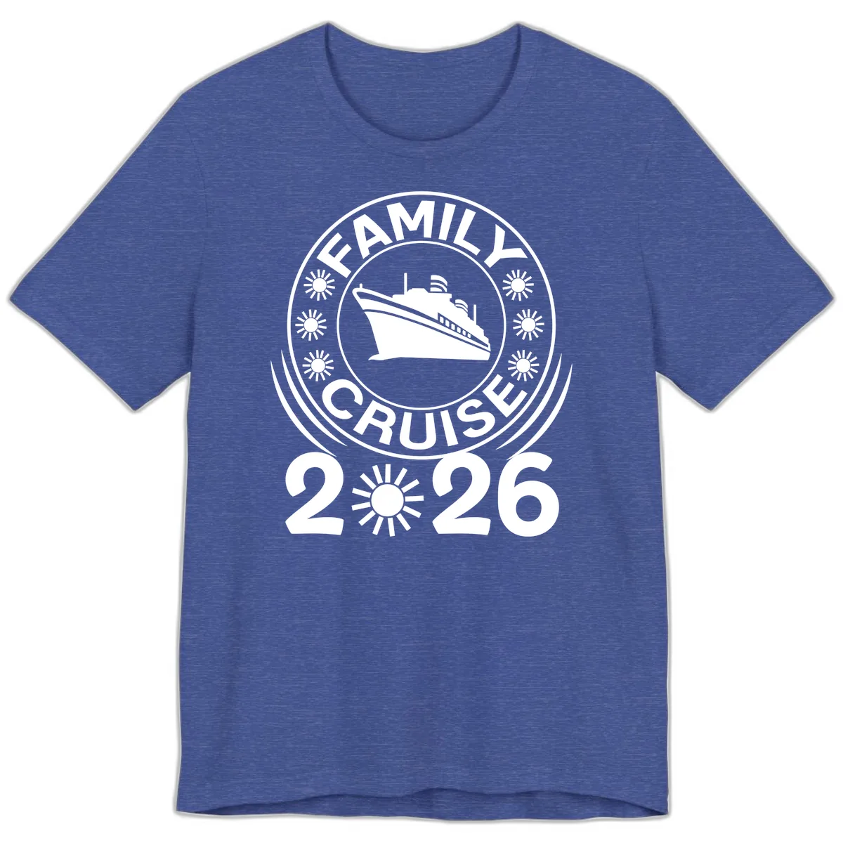 Family Cruise 2026 Badge Premium T-Shirt in Heather True Royal