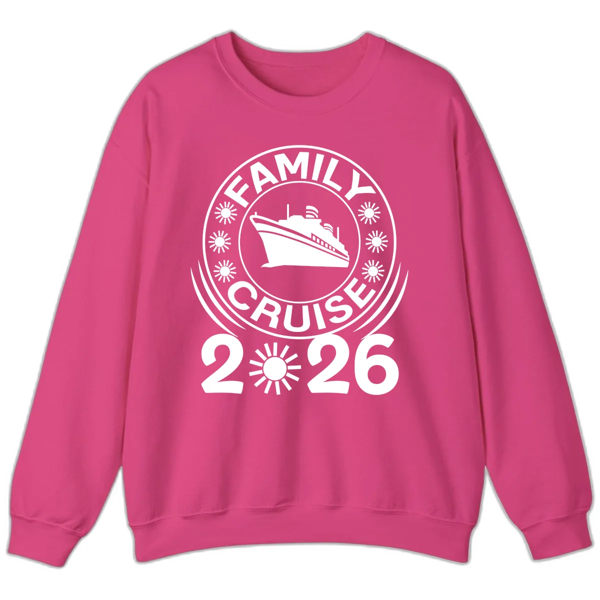 Family Cruise 2026 Badge Sweatshirt in Heliconia