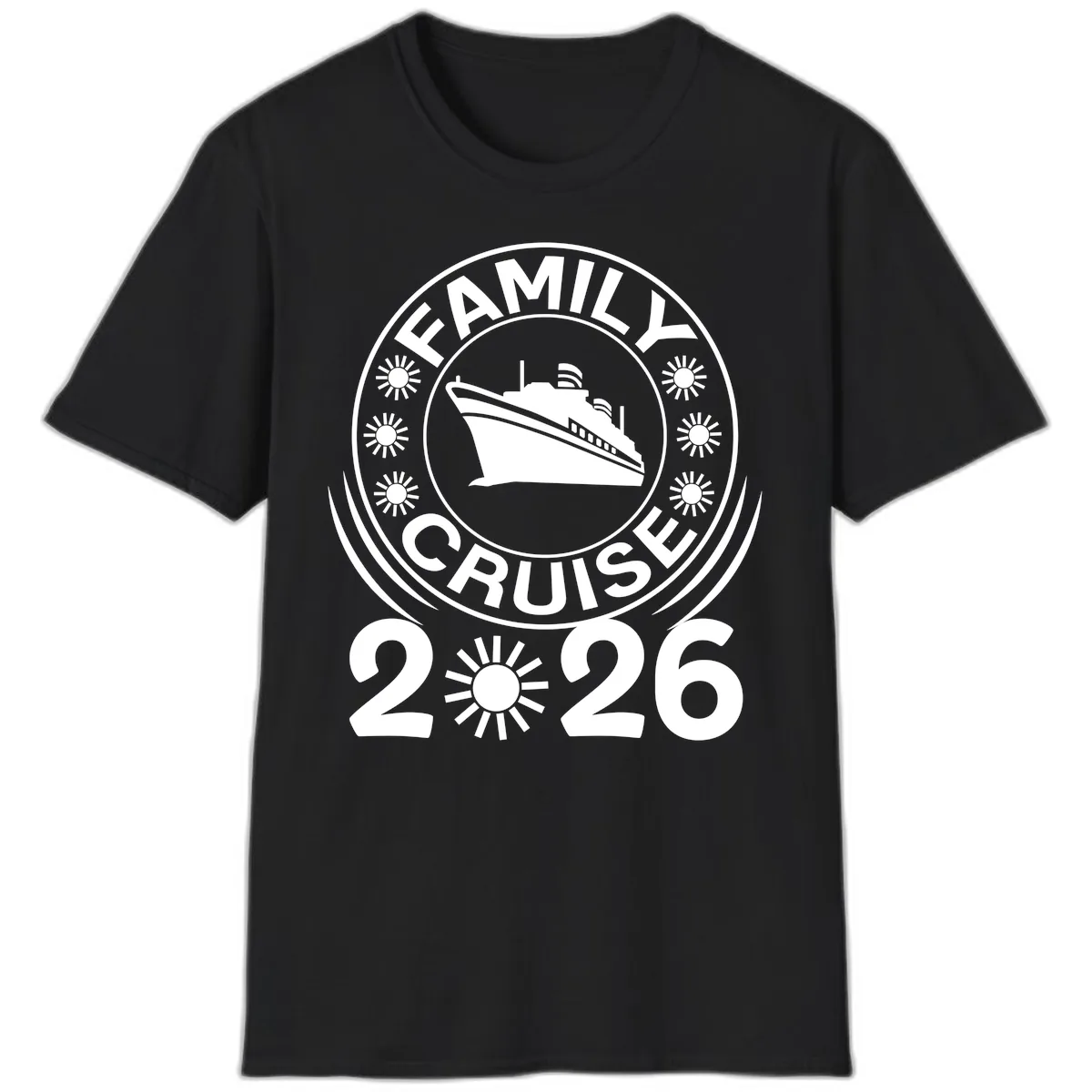 Family Cruise 2026 Badge T-Shirt in Black