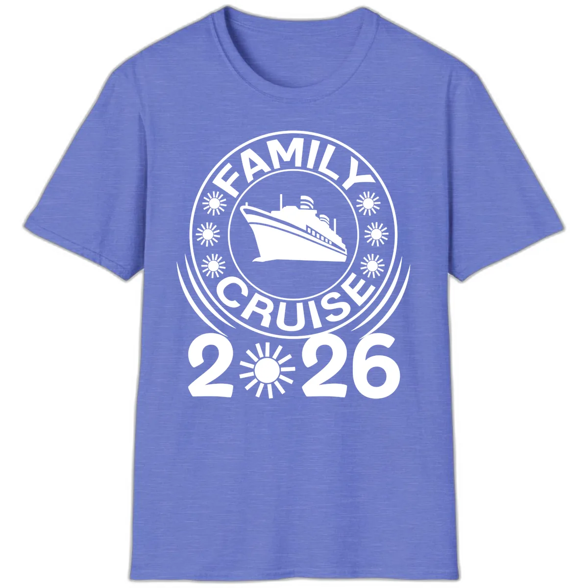 Family Cruise 2026 Badge T-Shirt in Heather Royal