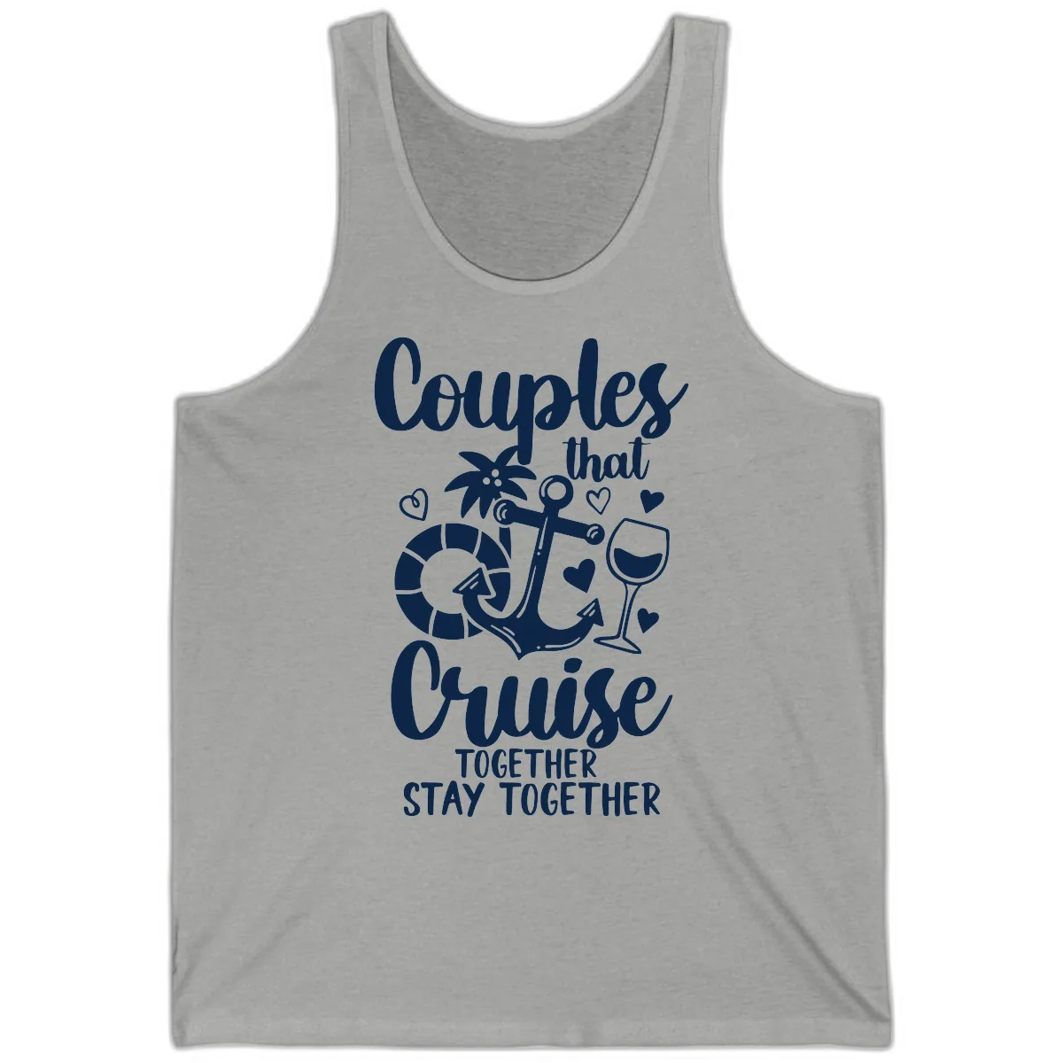 Couples That Cruise Together Tank in Athletic Heather