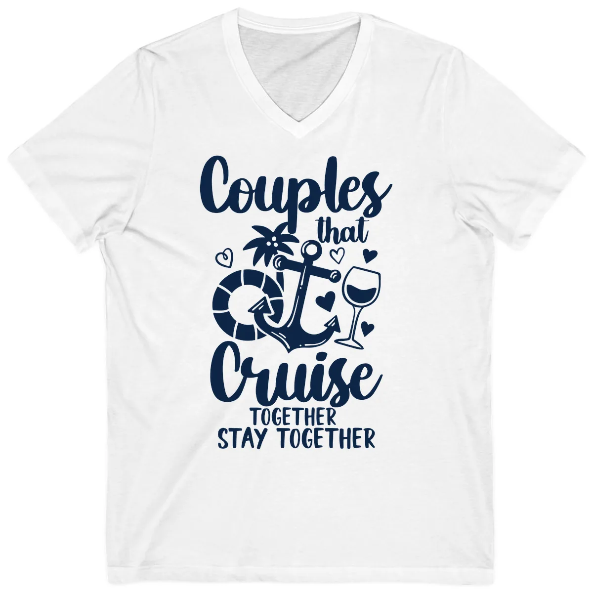Couples That Cruise Together V-Neck in White