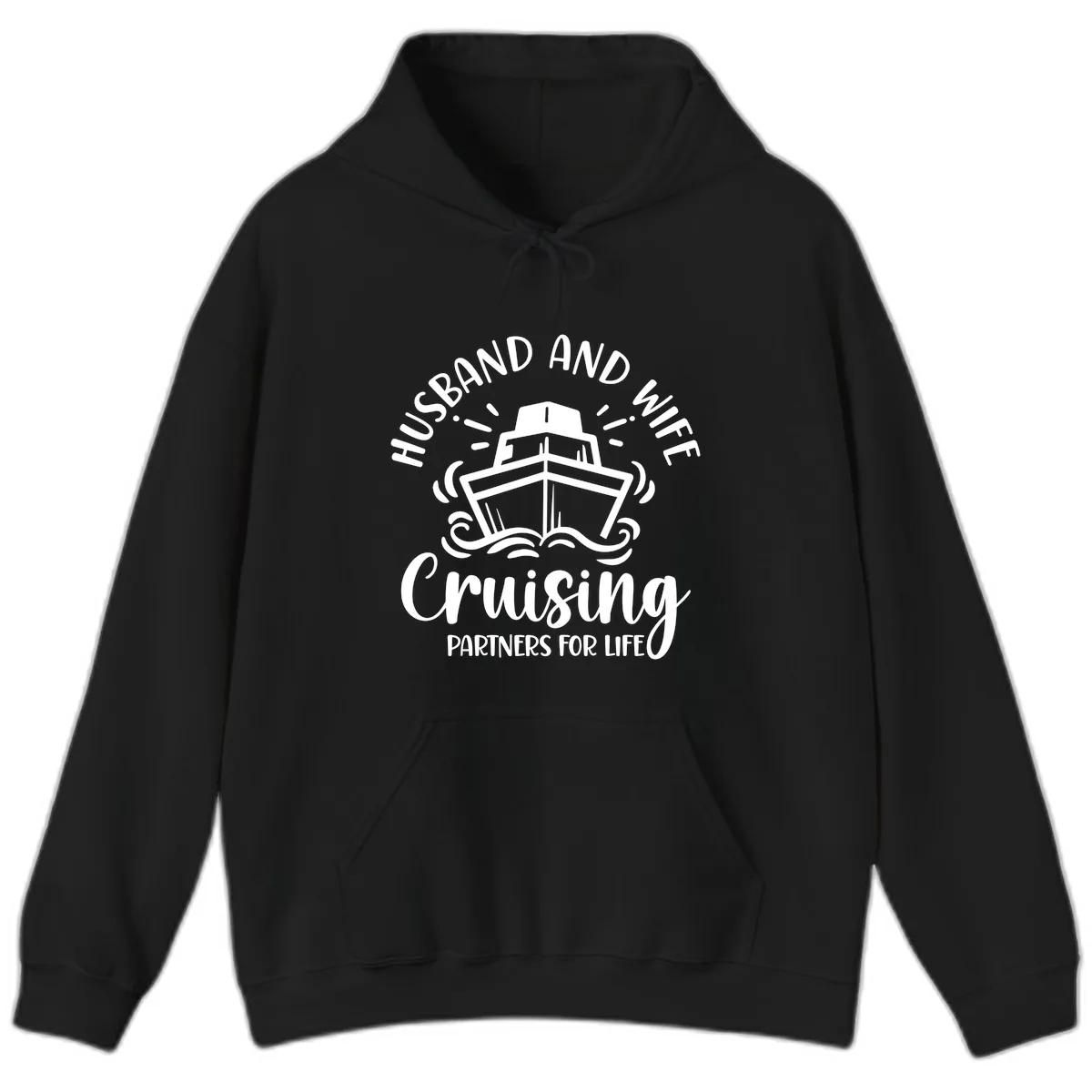 Husband And Wife Cruising Partners For Life Hoodie in Black