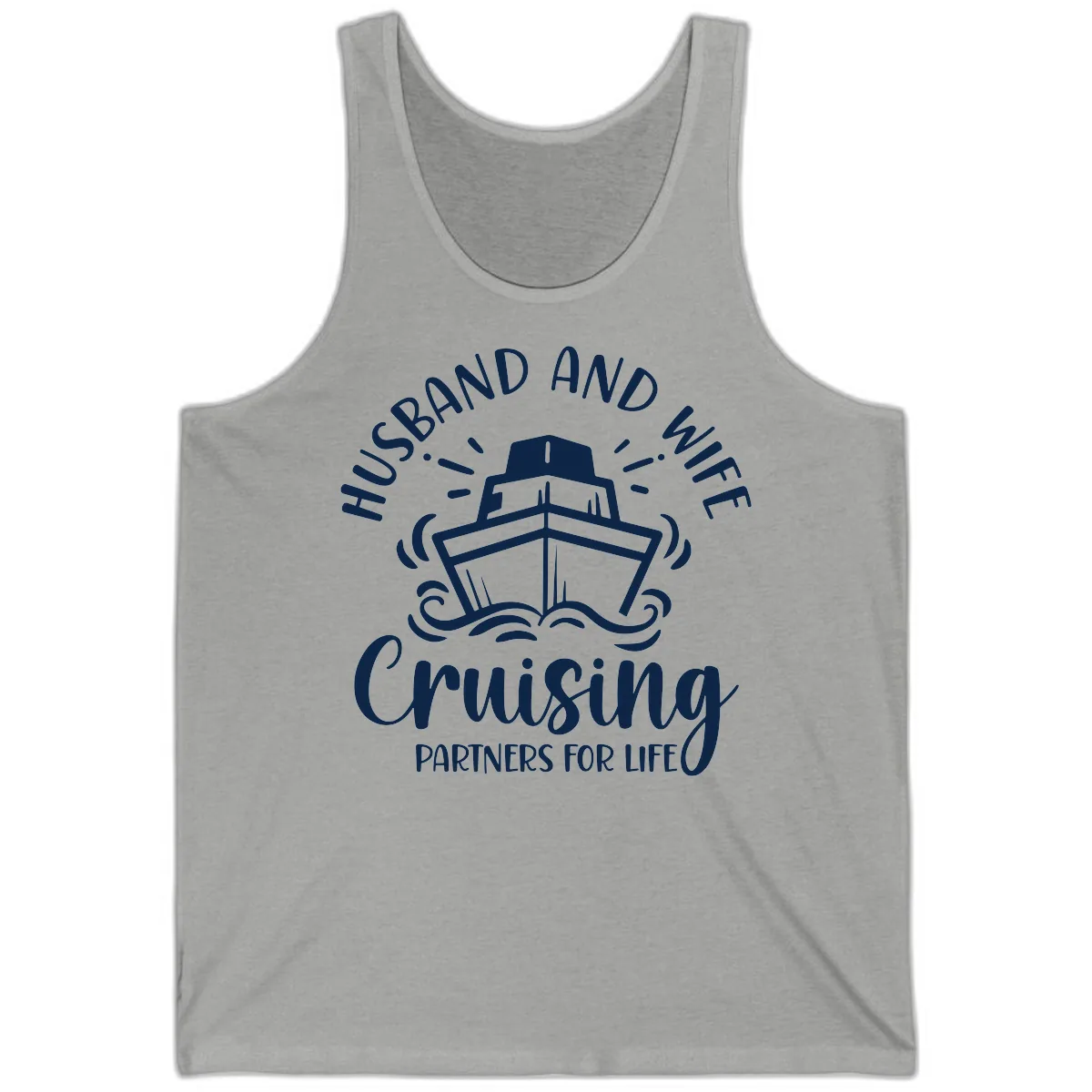 Husband And Wife Cruising Partners For Life Tank in Athletic Heather