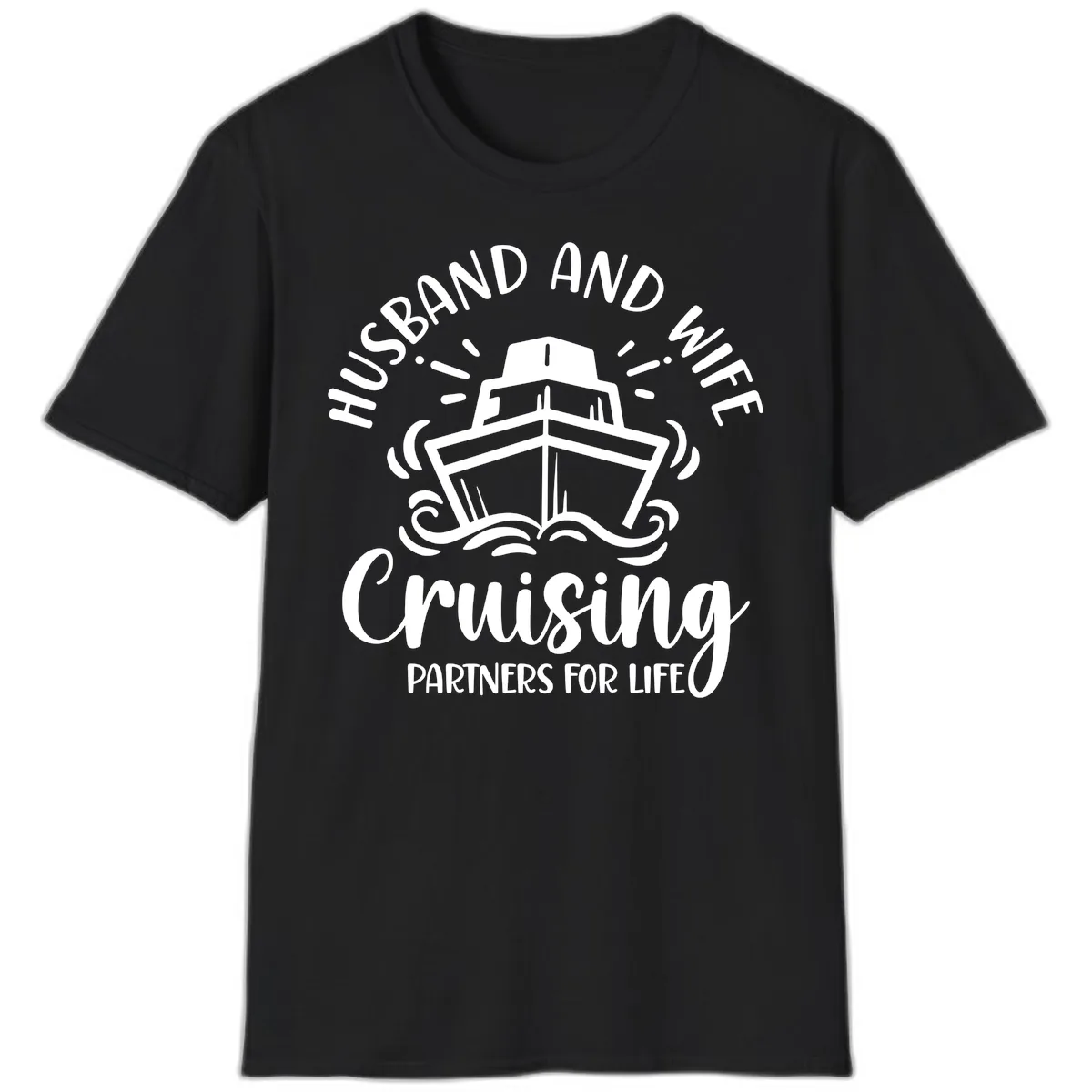 Husband And Wife Cruising Partners For Life T-Shirt in Black