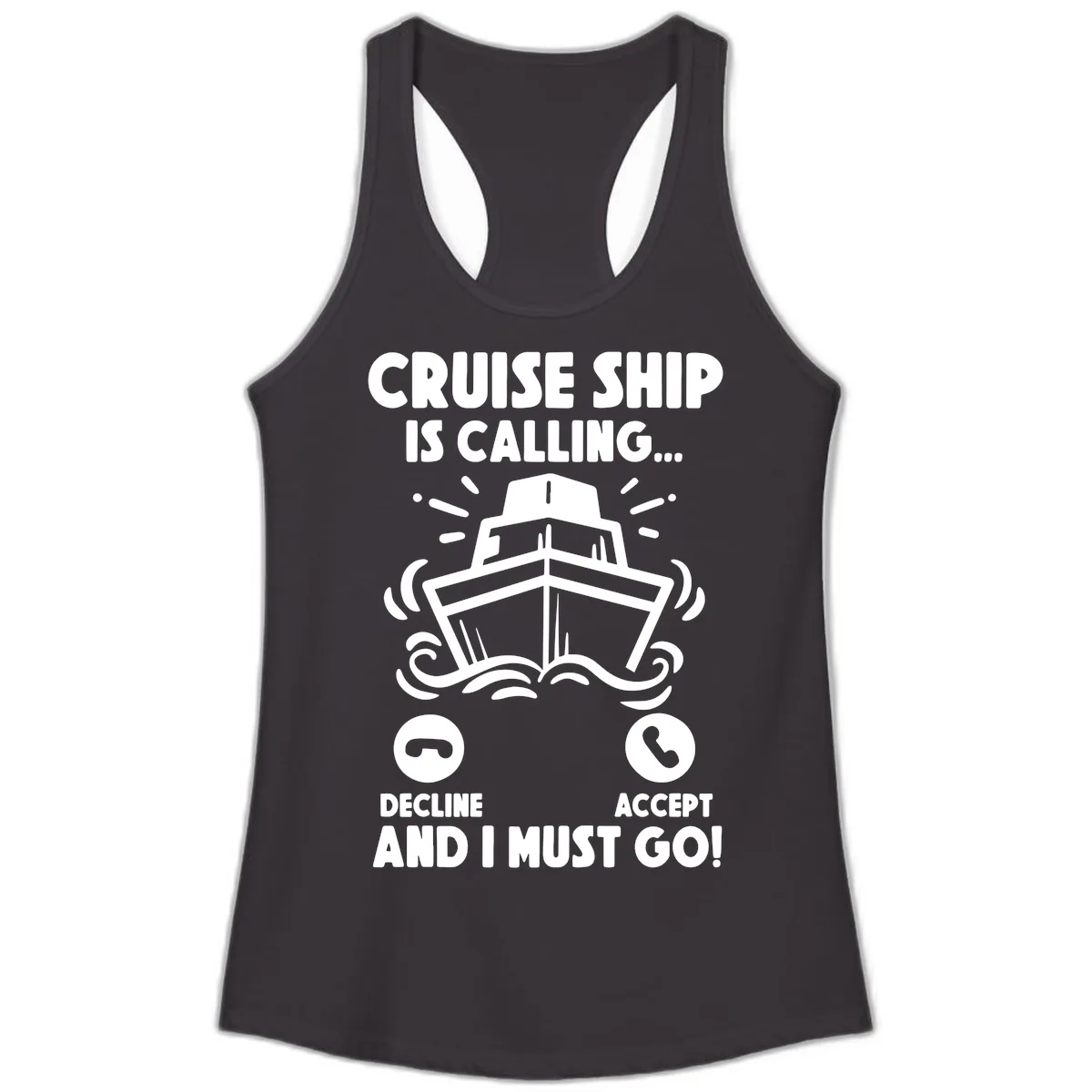 Cruise Ship Is Calling Ladies Tank in Black