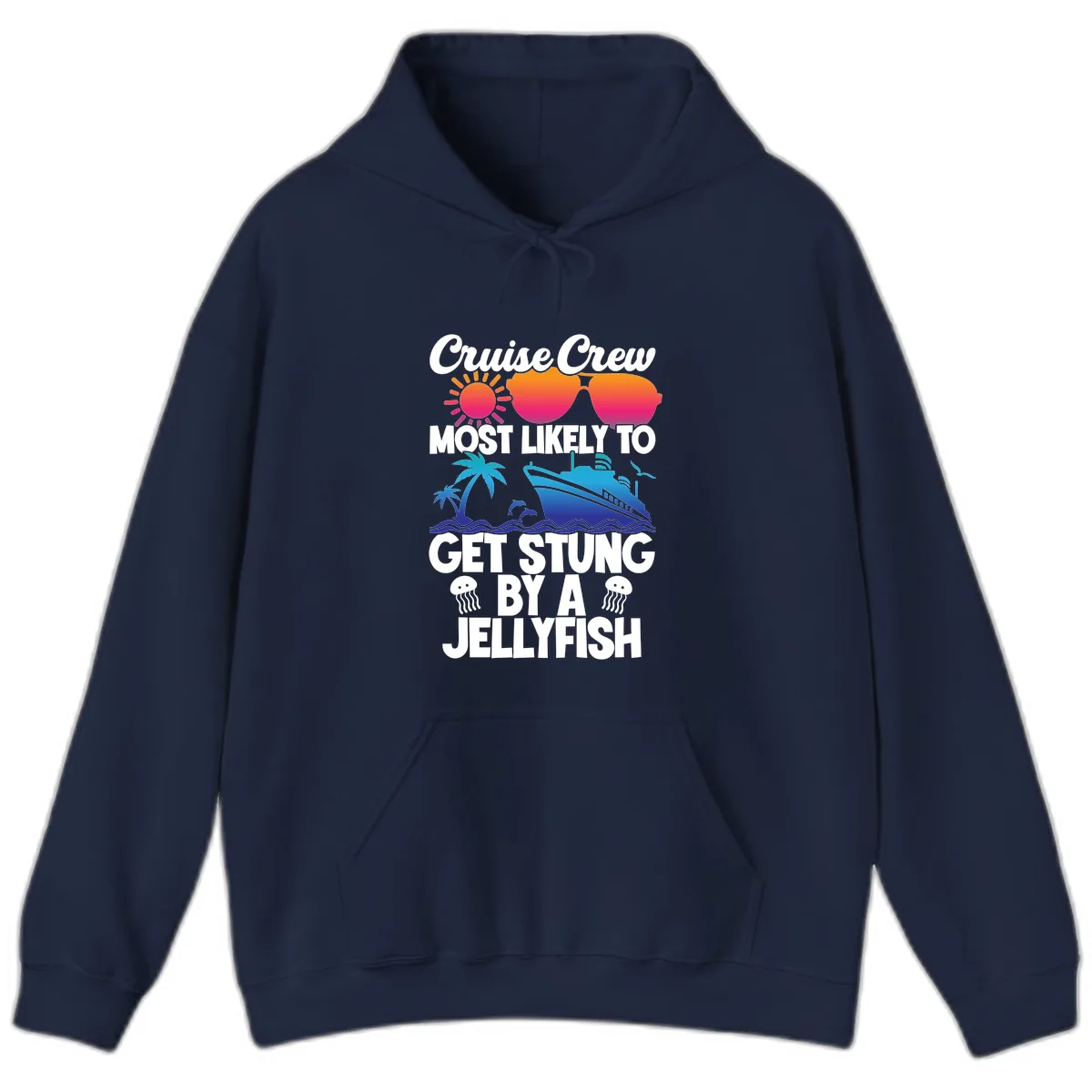Most Likely To Get Stung By A Jellyfish Hoodie in Navy