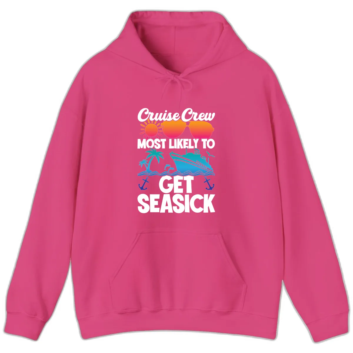 Cruise Crew Most Likely To Get Seasick Hoodie in Heliconia