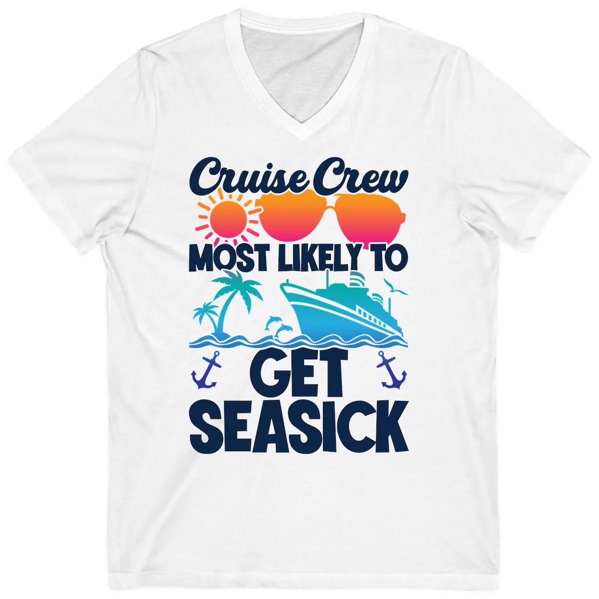 Cruise Crew Most Likely To Get Seasick V-Neck in White
