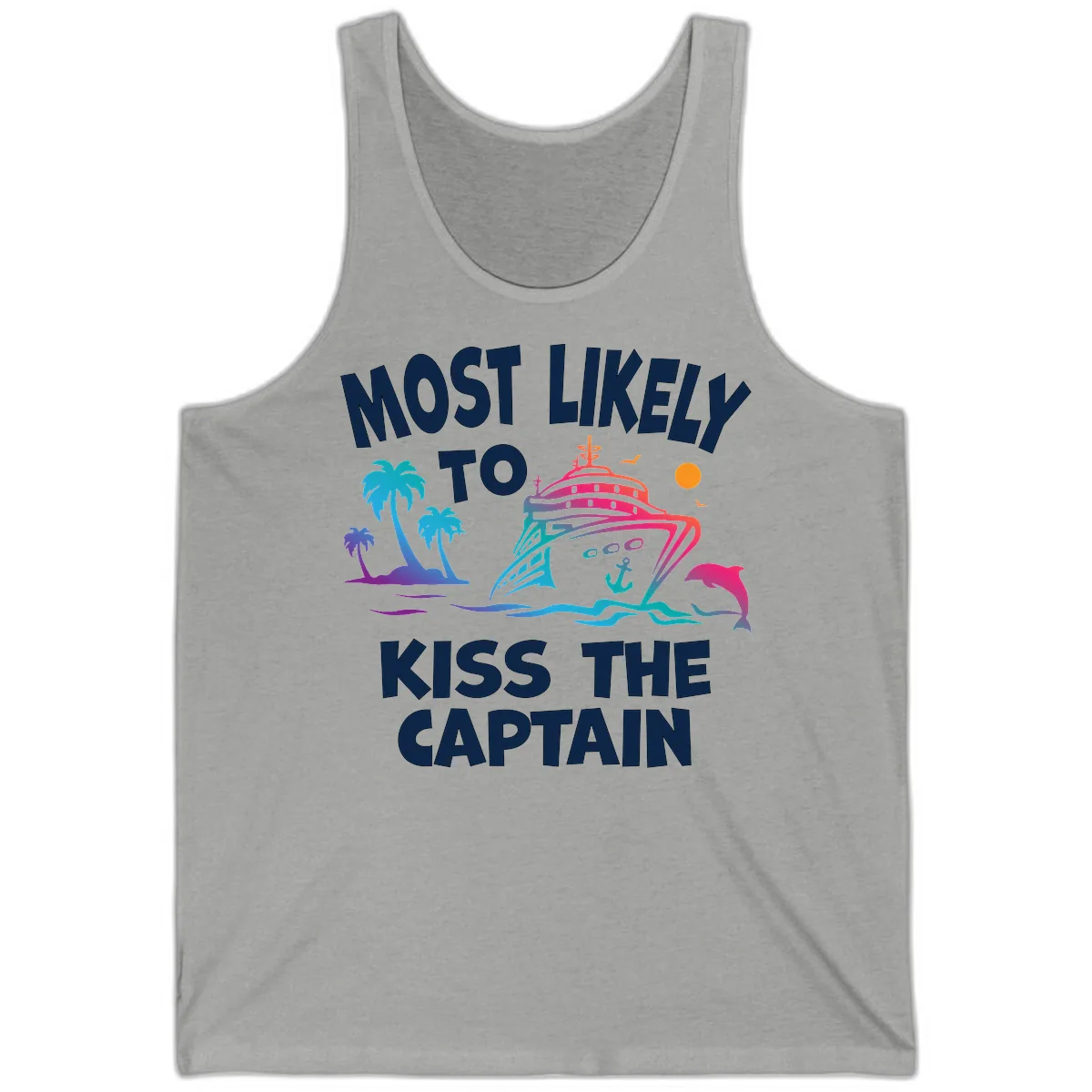 Most Likely To Kiss The Captain Tank in Athletic Heather