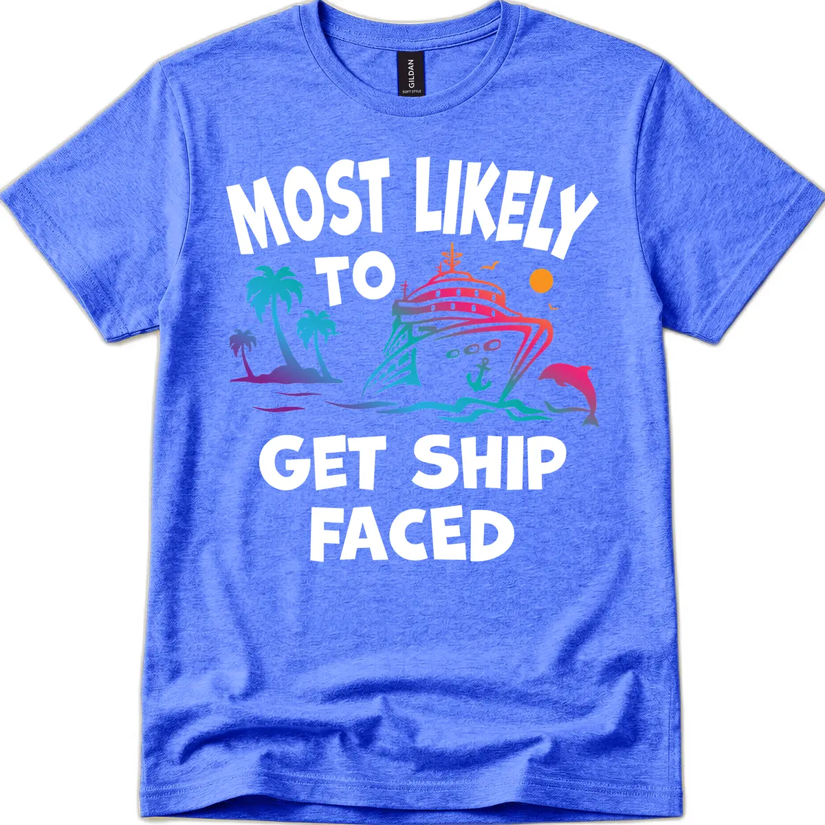 Most Likely To Get Ship Faced T-Shirt in Heather Royal