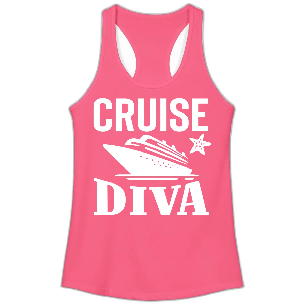 Cruise Diva Ladies Tank in Solid Hot Pink