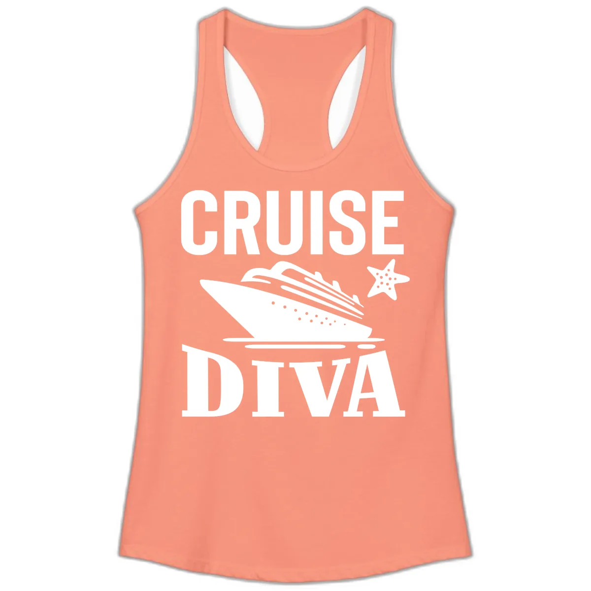 Cruise Diva Ladies Tank in Solid Light Orange