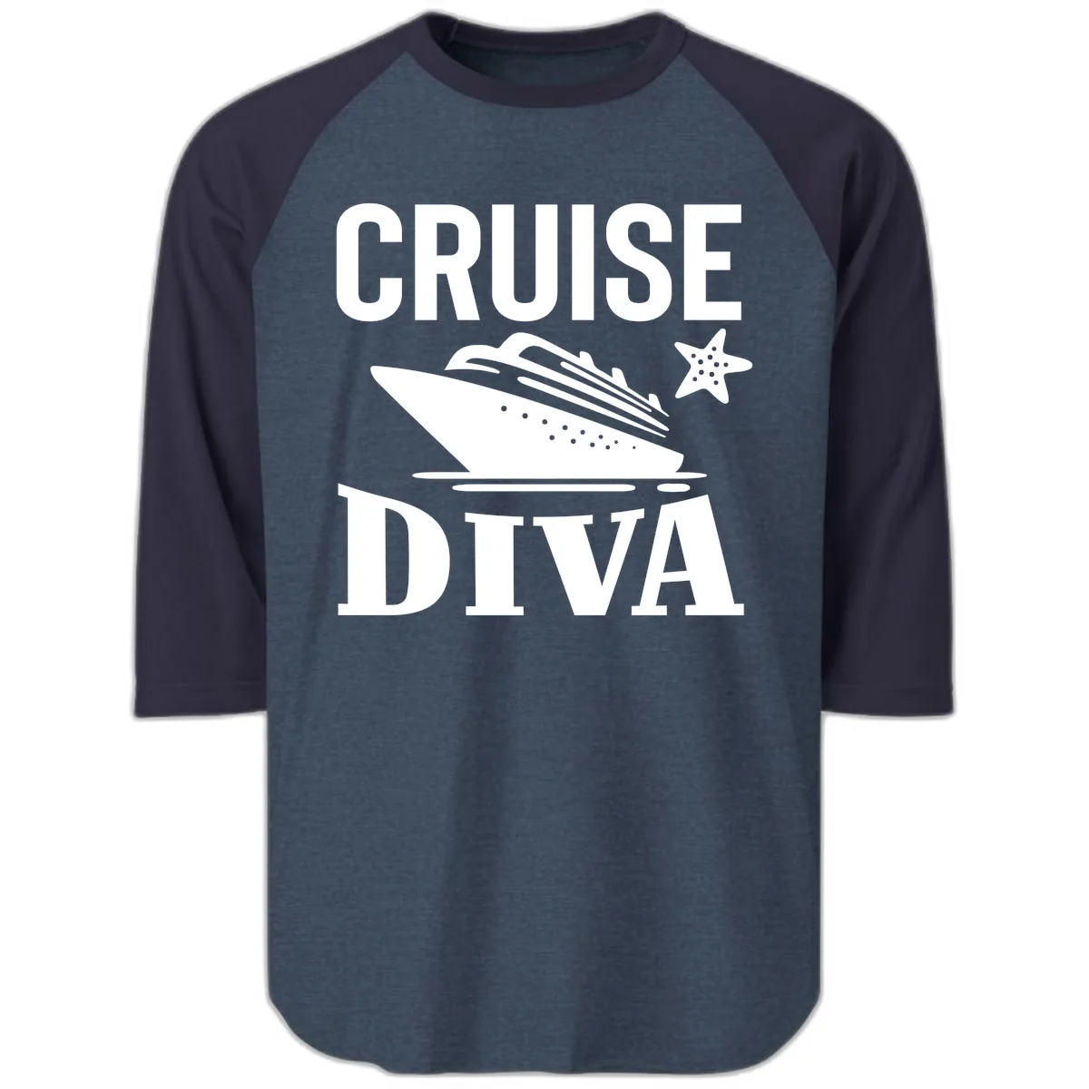 Cruise Diva Raglan 3/4 in Heather Denim Navy